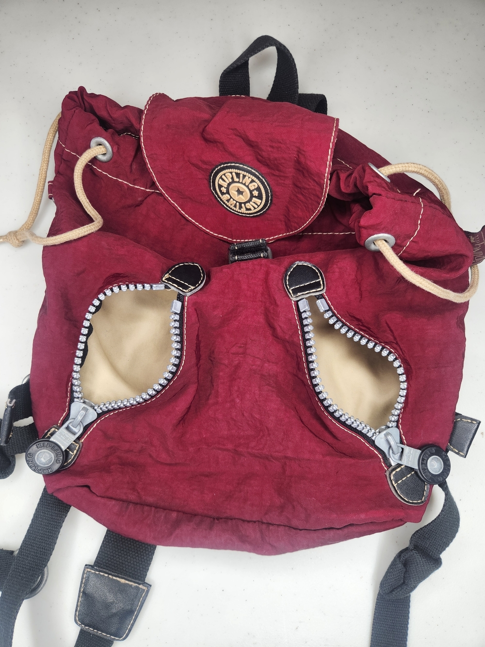 Kipling Mini Backpack Red Nylon – Lightweight Travel Bag - Picture 3 of 6